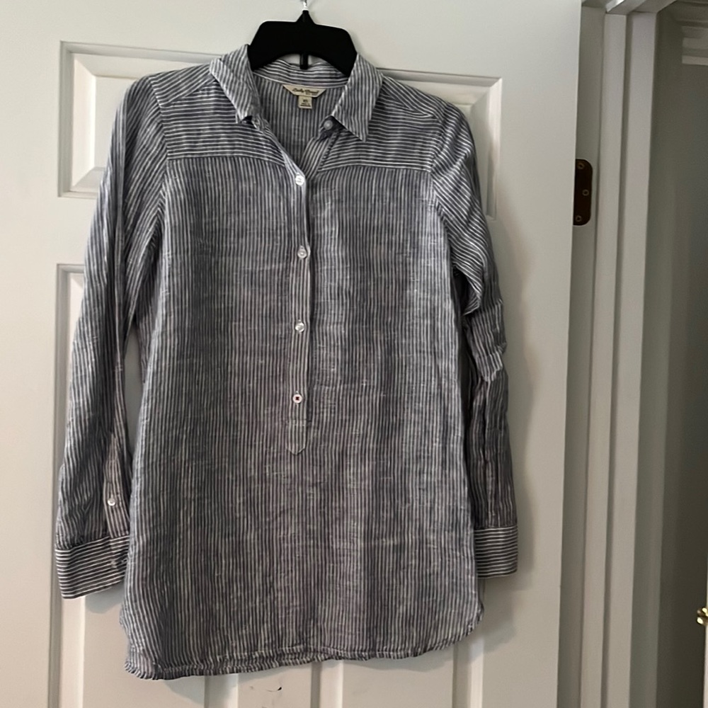 Lucky Brand Striped Popover Button Down Tunic